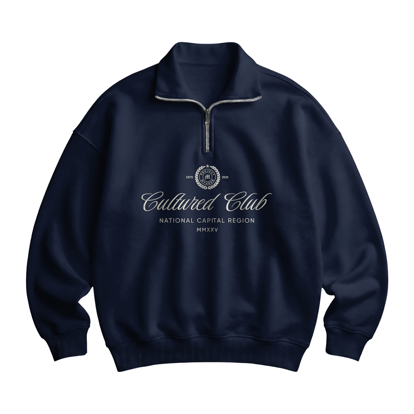 Myugen Cultured Club Navy Quarter-Zip Sweatshirt Timeless Winterwear Exclusive