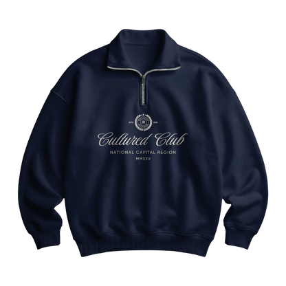 Myugen Cultured Club Navy Quarter-Zip Sweatshirt Timeless Winterwear Exclusive