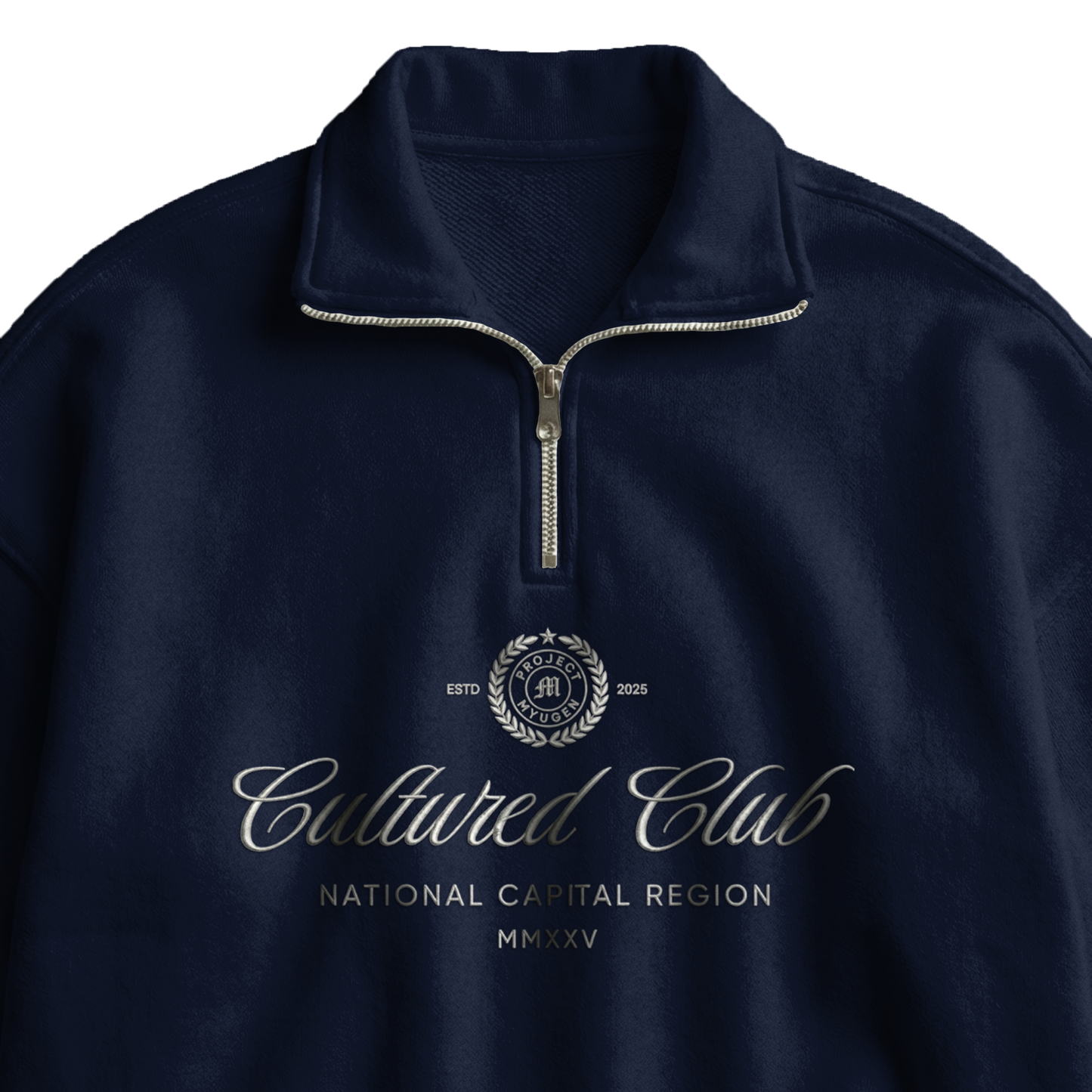 Myugen Cultured Club Navy Quarter-Zip Sweatshirt Timeless Winterwear Exclusive