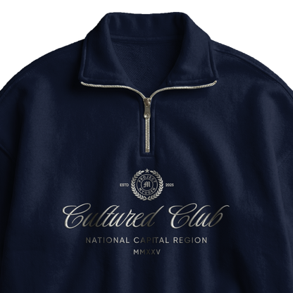 Myugen Cultured Club Navy Quarter-Zip Sweatshirt Timeless Winterwear Exclusive