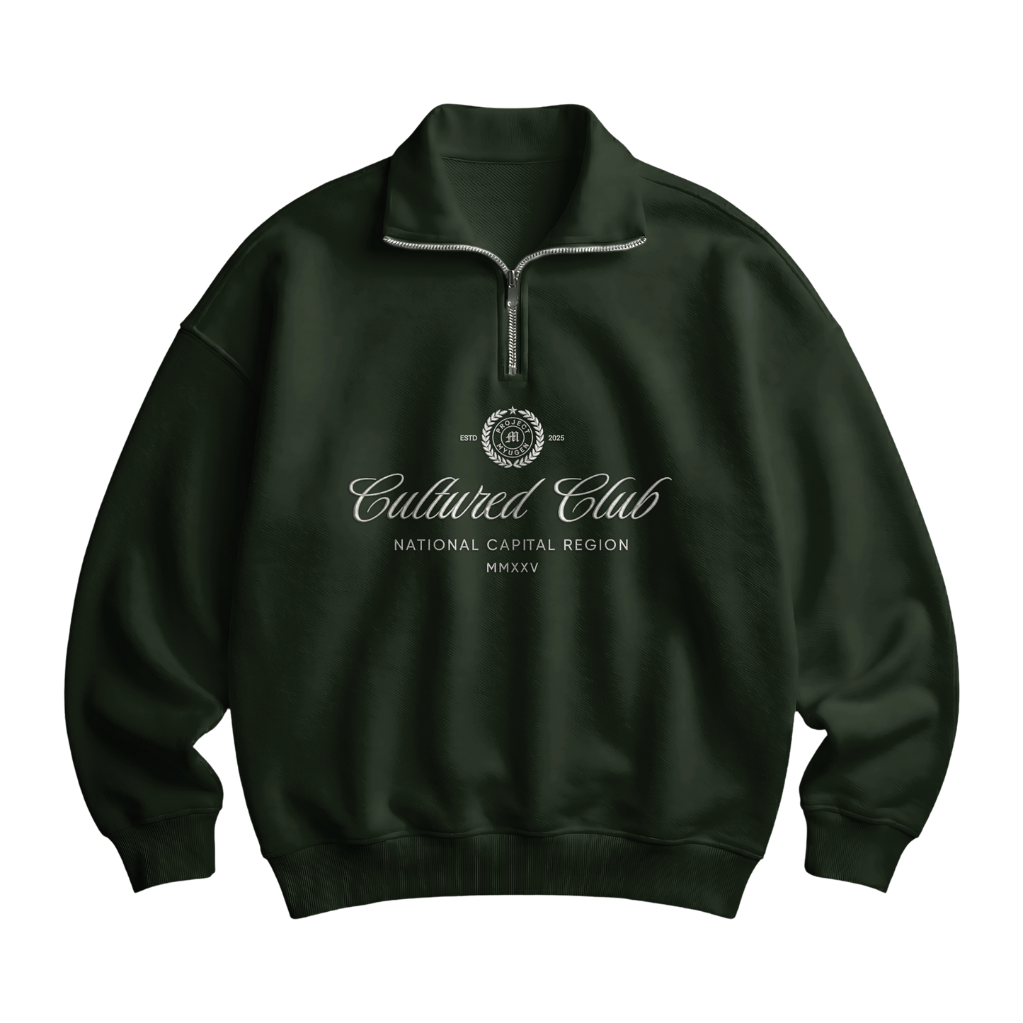 Myugen Cultured Club Olive Quarter-Zip Sweatshirt Timeless Winterwear Exclusive