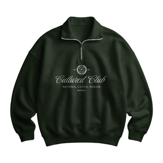 Myugen Cultured Club Olive Quarter-Zip Sweatshirt Timeless Winterwear Exclusive