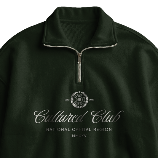 Myugen Cultured Club Olive Quarter-Zip Sweatshirt Timeless Winterwear Exclusive