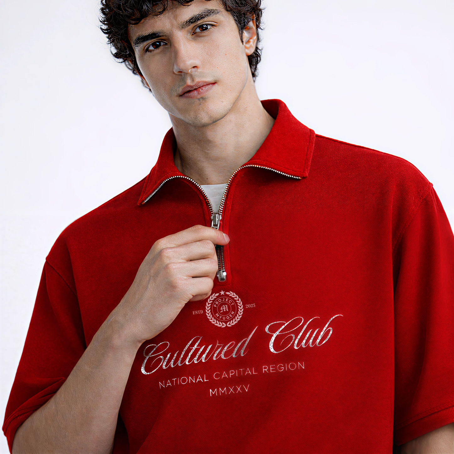 Myugen Cultured Club Red Quarter-Zip Tee Timeless Streetwear Exclusive