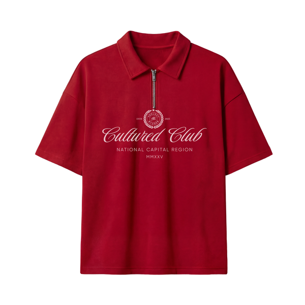 Myugen Cultured Club Red Quarter-Zip Tee Timeless Streetwear Exclusive