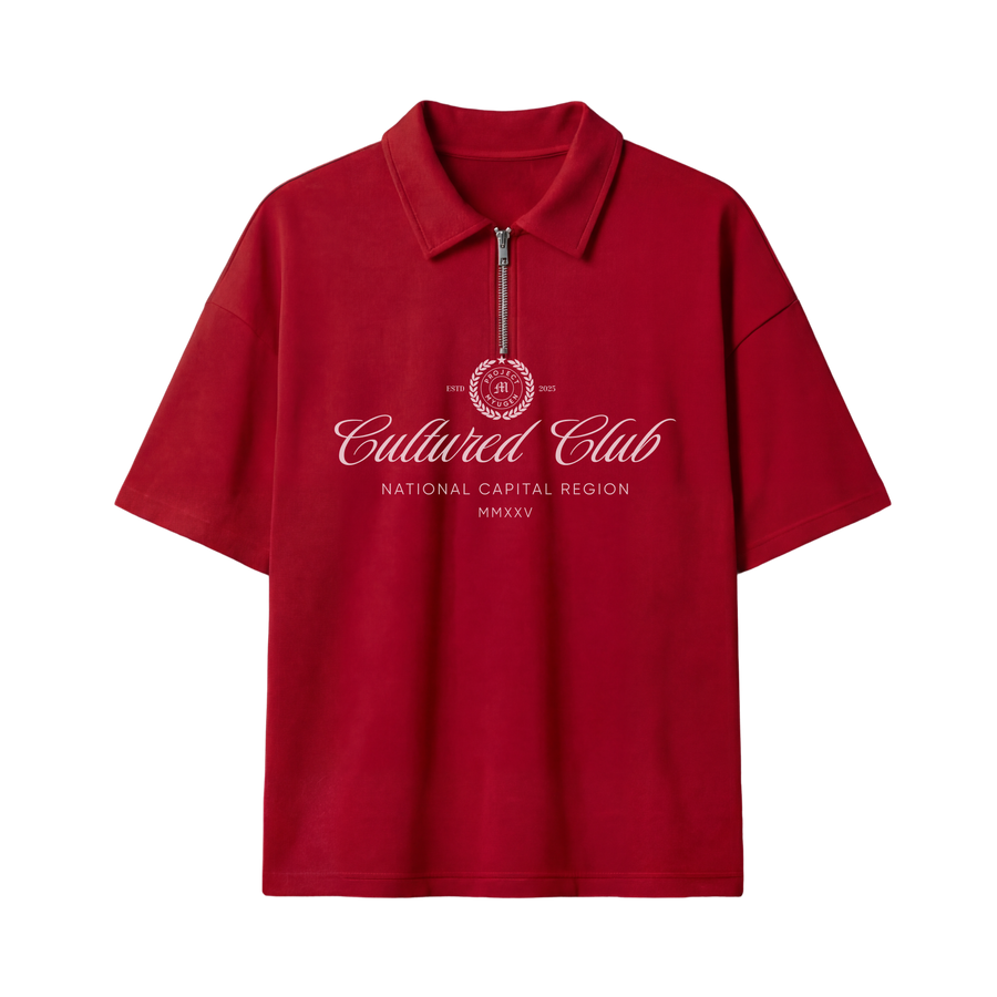 Myugen Cultured Club Red Quarter-Zip Tee Timeless Streetwear Exclusive
