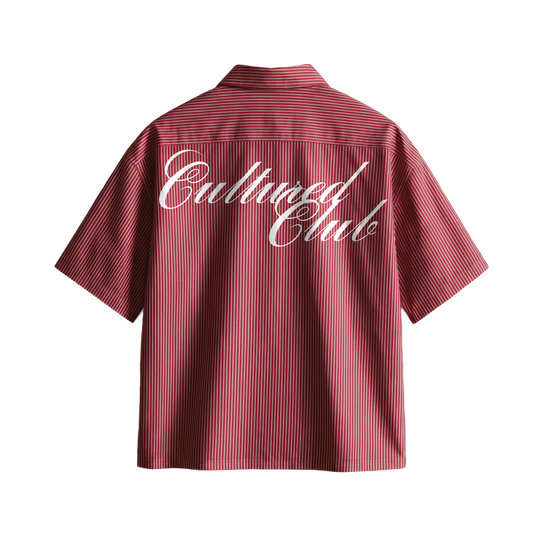 Myugen Cultured Club Striped Boxy Shirt Maroon