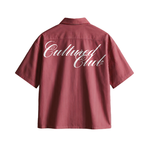 Myugen Cultured Club Striped Boxy Shirt Maroon