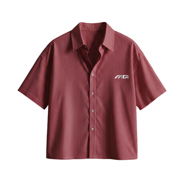 Myugen Cultured Club Striped Boxy Shirt Maroon