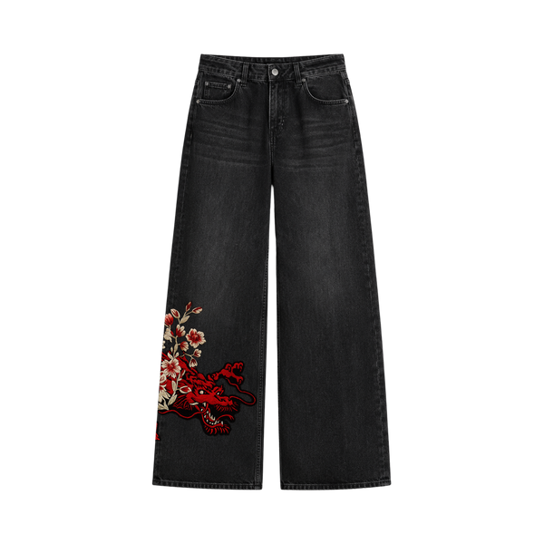 Myugen Hanae Embroidered Denim — Black (Limited Edition)
