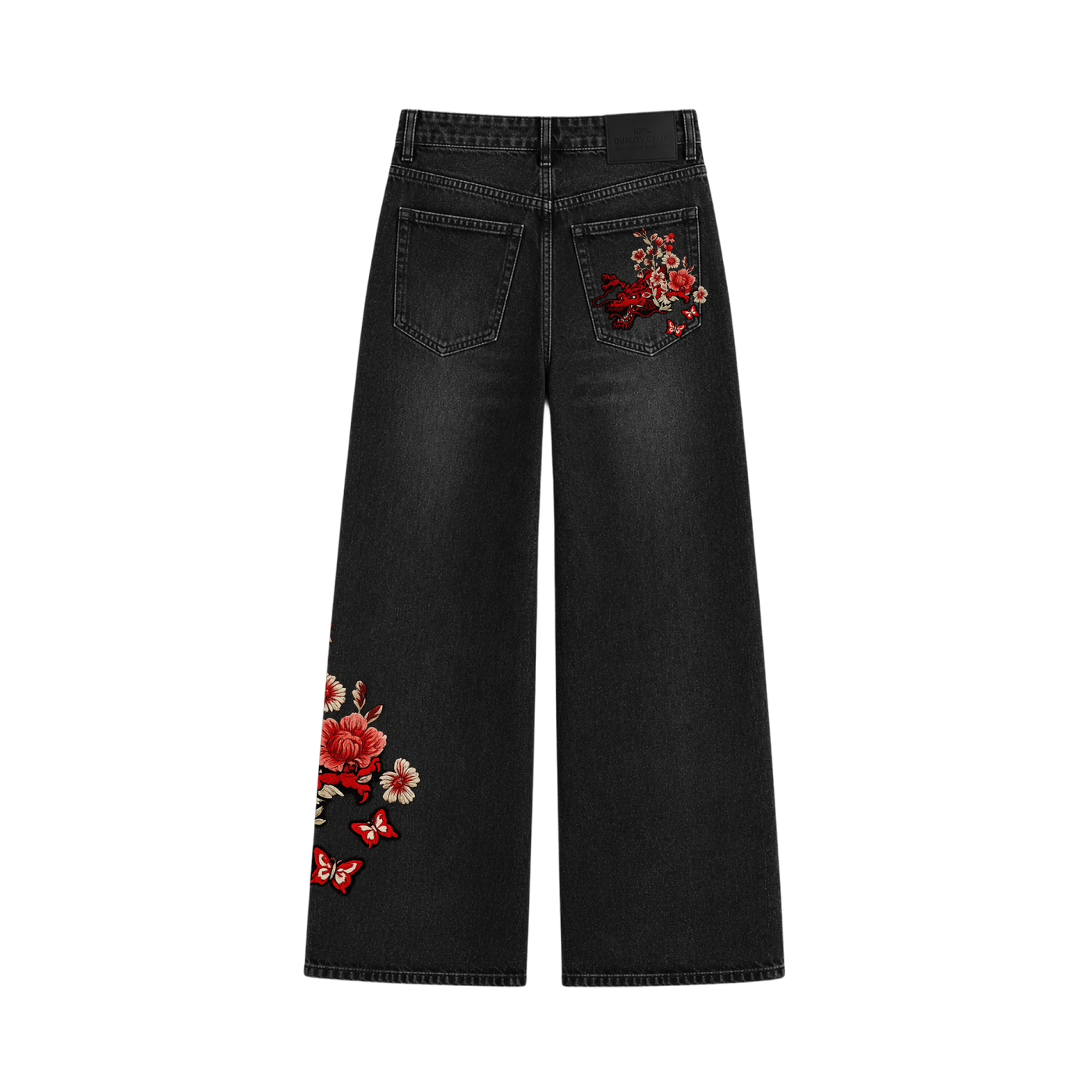 Myugen Hanae Embroidered Denim — Black (Limited Edition)