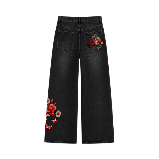 Myugen Hanae Embroidered Denim — Black (Limited Edition)