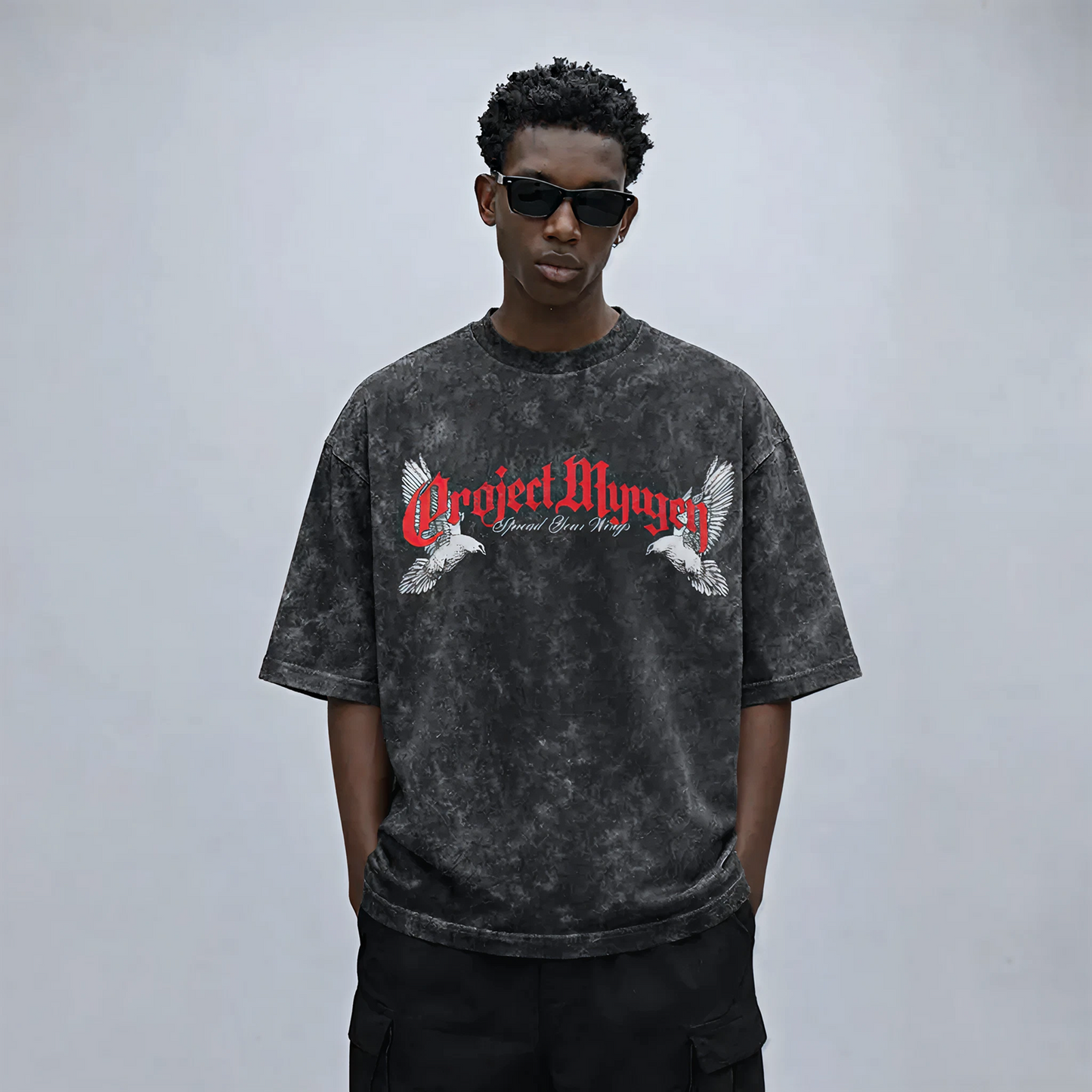 Myugen Into The Infinite Acid Wash Oversized T-Shirt Black