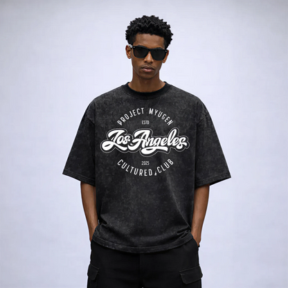 Myugen LA Cultured Club Acid Wash Oversized T-Shirt Black