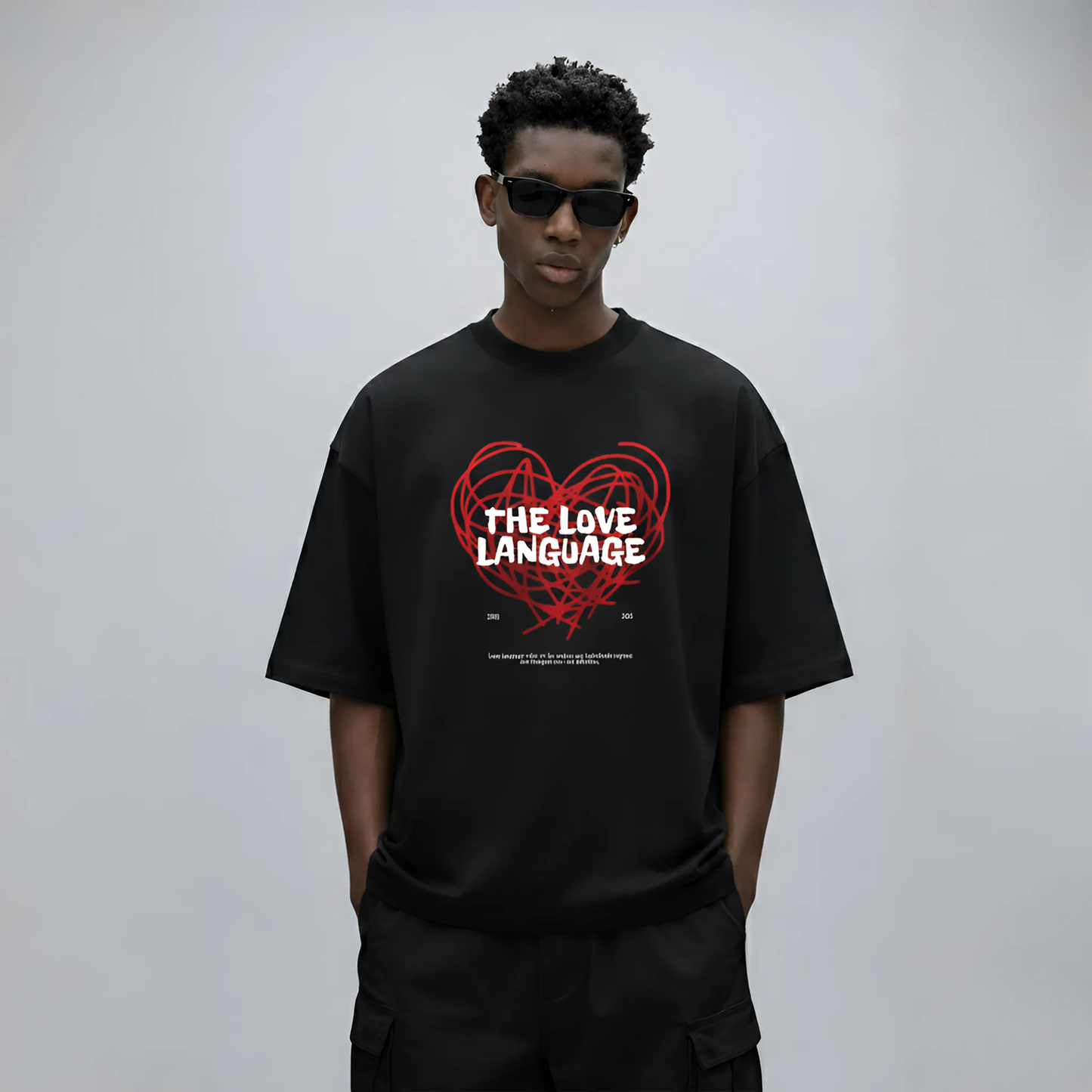 Myugen Love Language Oversized T-Shirt Black
