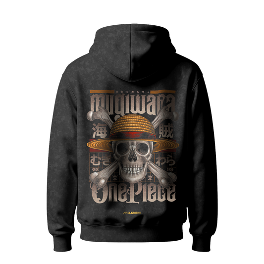 Myugen Mugiwara Acid Wash Oversized Hoodie Black