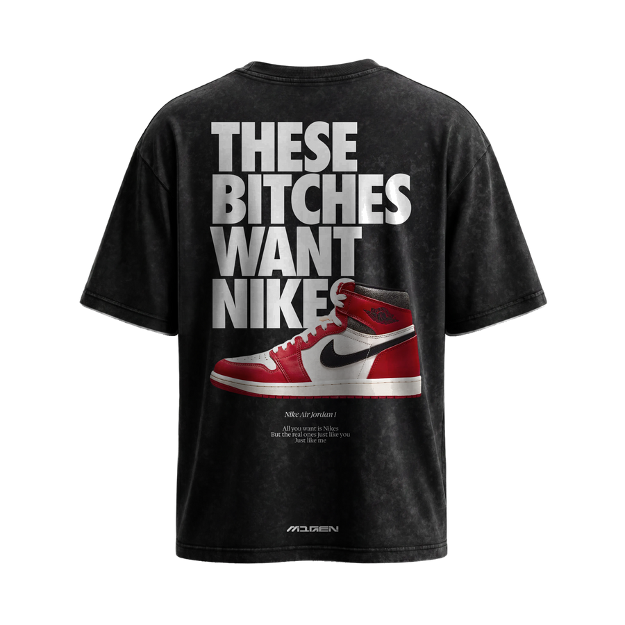 Myugen Nike Bitches Acid Wash Oversized T-Shirt Black