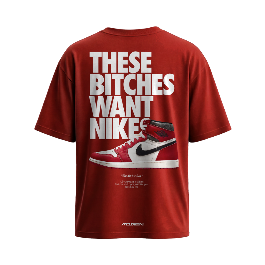 Myugen Nike Bitches Oversized T-Shirt Red