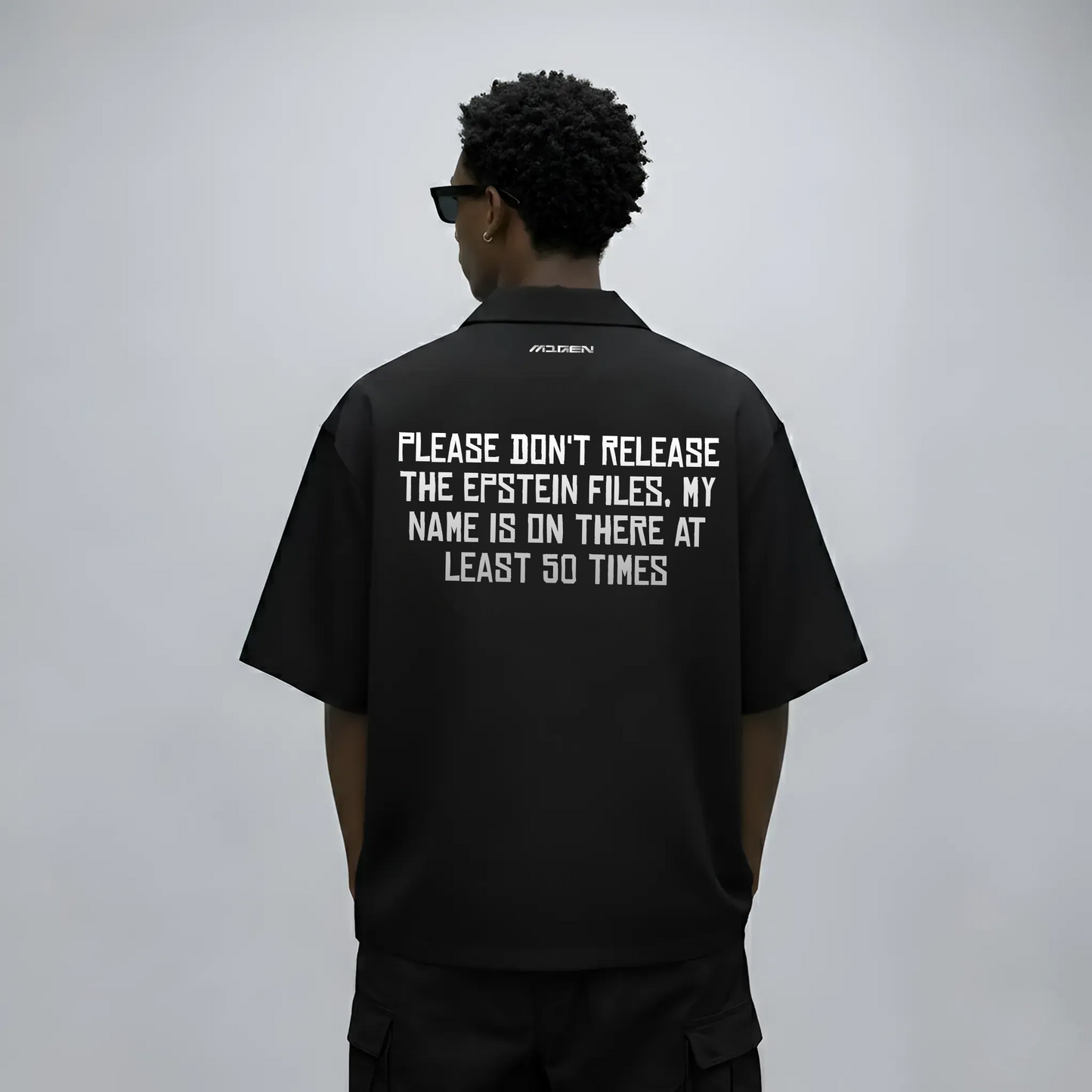 Myugen Redacted Statement Bowling Shirt Black