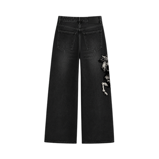 Myugen Runline Embroidered Denim — Black (Limited Edition)