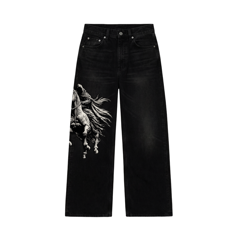 Myugen Runline Embroidered Denim — Black (Limited Edition)
