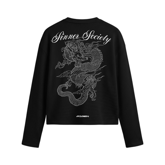 Myugen Sinner Society Waffle Long Sleeve Black