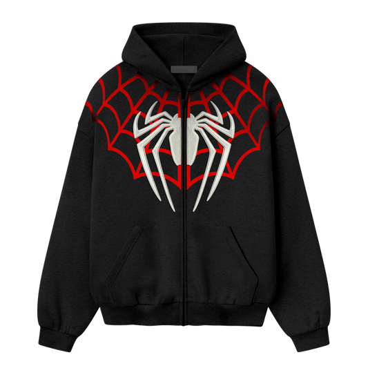 Myugen Spider Sense Zipped Oversized Hoodie Black