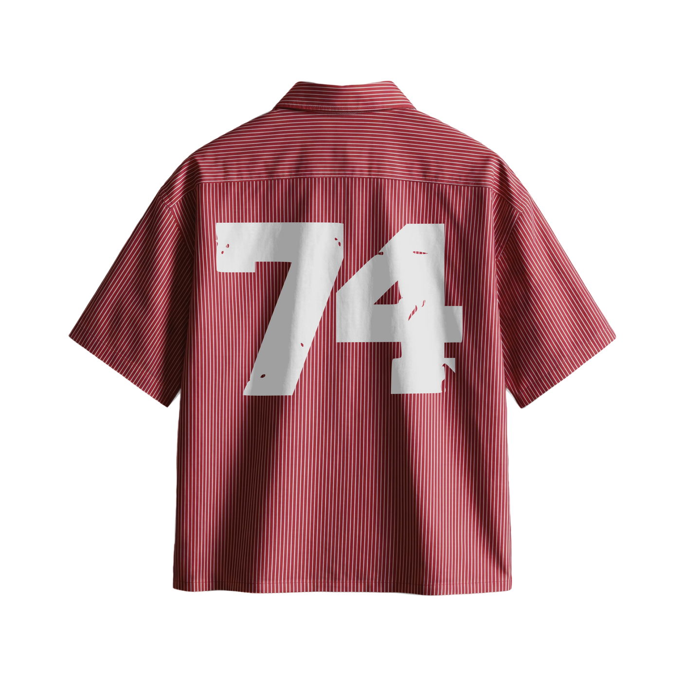 Myugen Uniform 74 Striped Boxy Shirt Maroon
