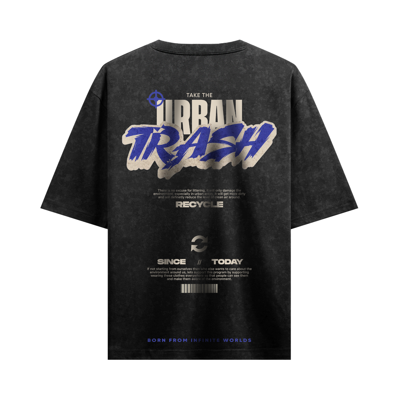 Myugen Urban Trash Acid Wash Oversized T-Shirt Black