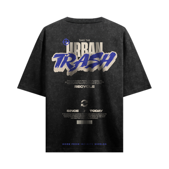 Myugen Urban Trash Acid Wash Oversized T-Shirt Black
