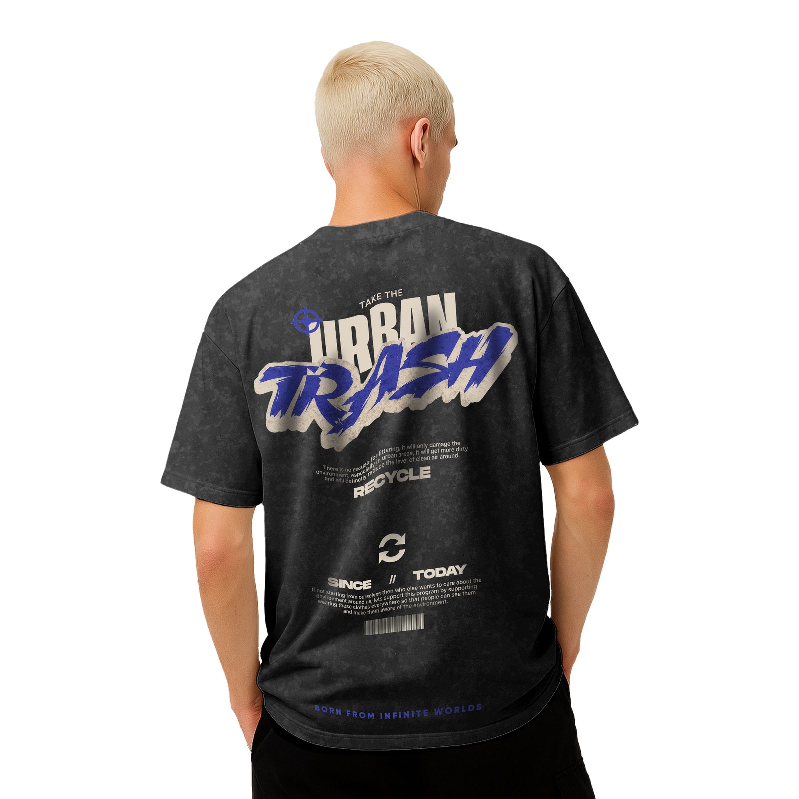 Myugen Urban Trash Acid Wash Oversized T-Shirt Black