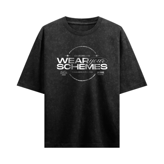 Myugen Wear Your Schemes Acid Wash Oversized T-Shirt Black