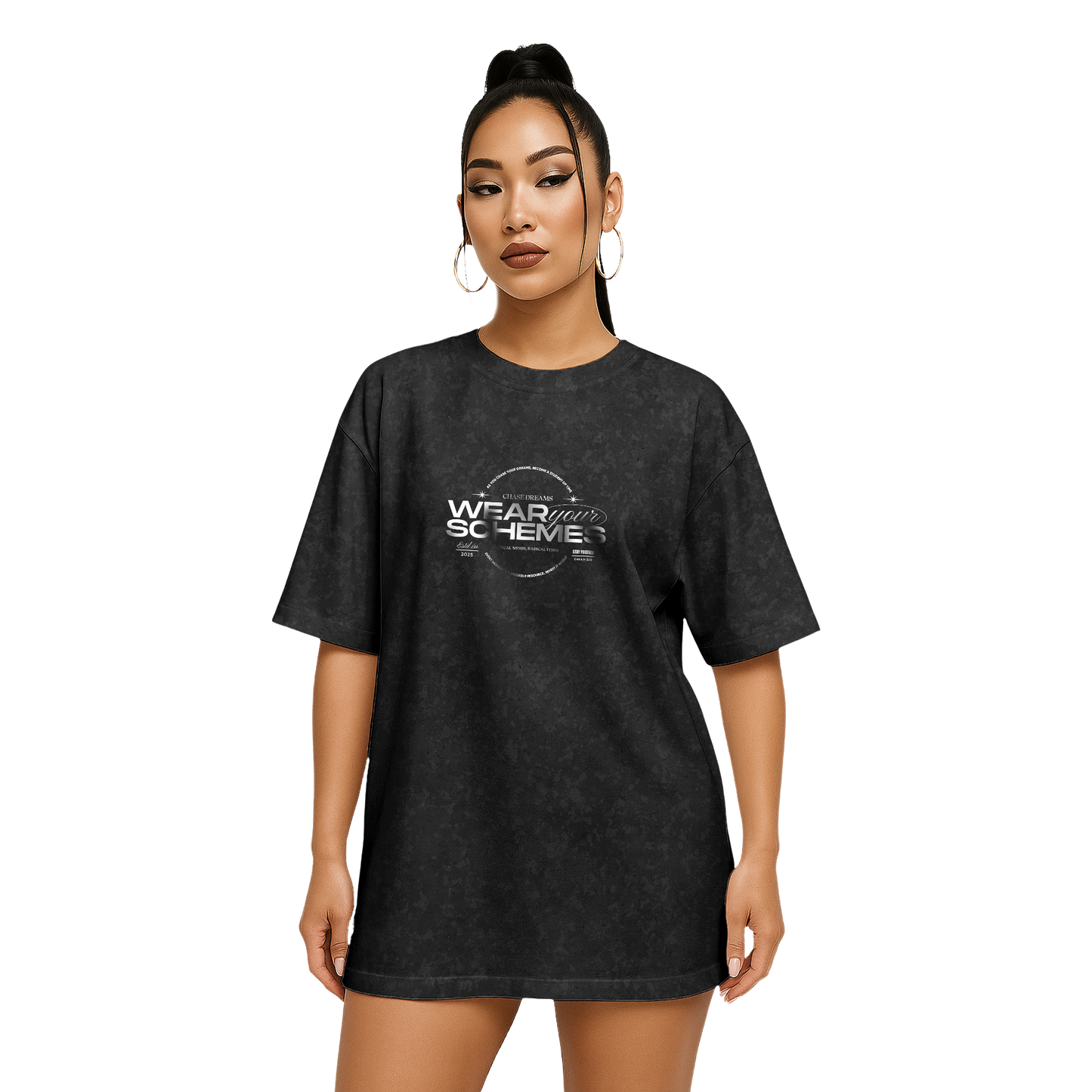 Myugen Wear Your Schemes Acid Wash Oversized T-Shirt Black