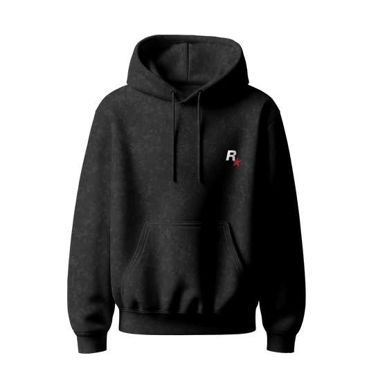 Myugen Wild West Acid Wash Oversized Hoodie Black