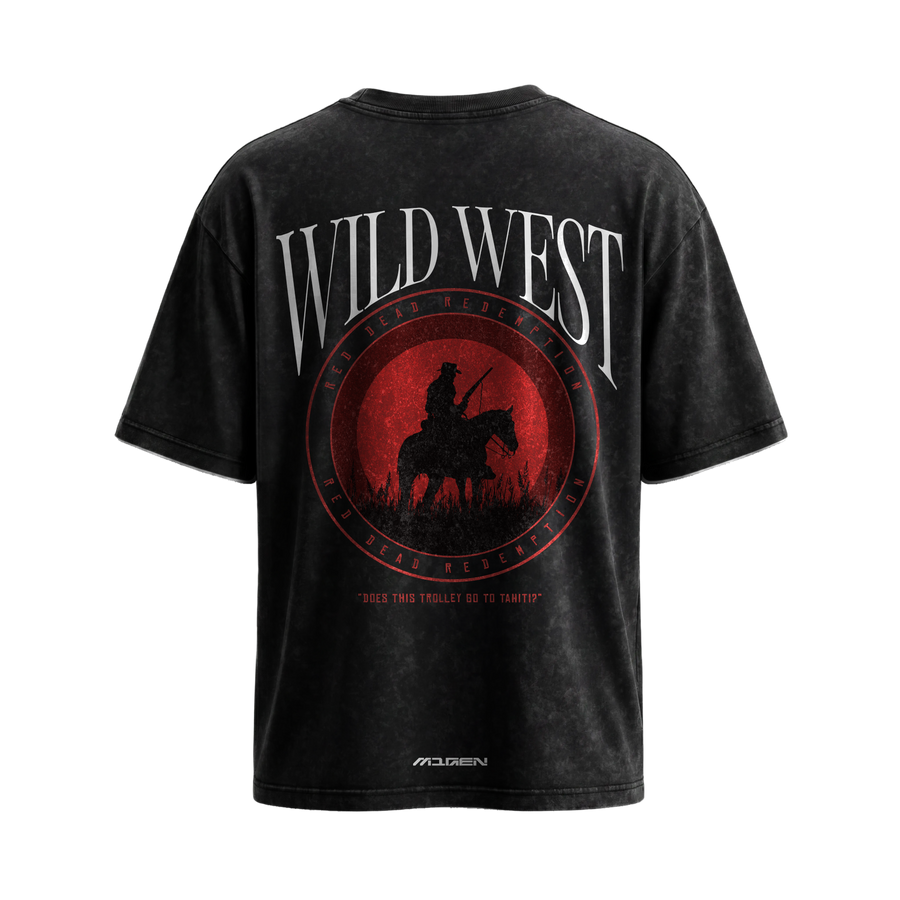 Myugen Wild West Acid Wash Oversized T-Shirt Black