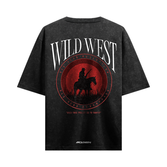 Myugen Wild West Acid Wash Oversized T-Shirt Black