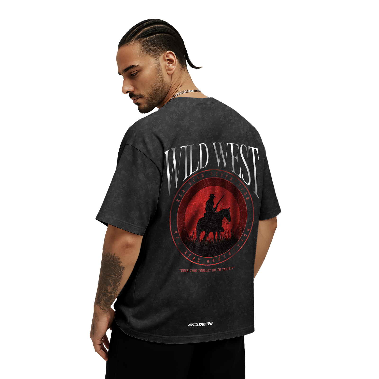 Myugen Wild West Acid Wash Oversized T-Shirt Black