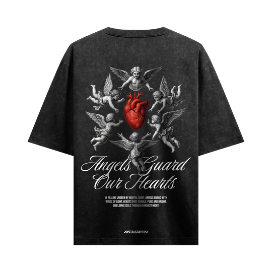 Myugen Angels Heart Acid Wash Oversized T-Shirt Black