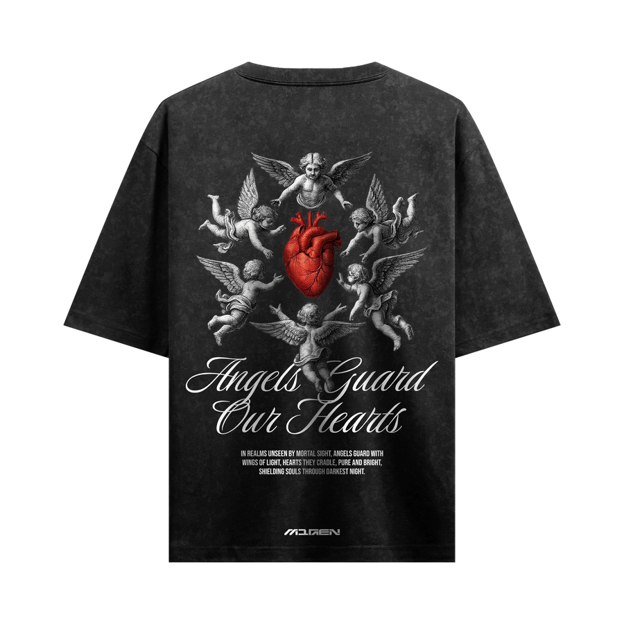 Myugen Angels Heart Acid Wash Oversized T-Shirt Black