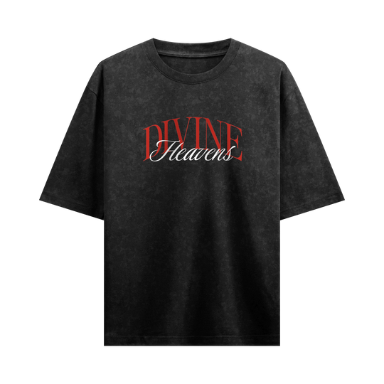 Myugen Angels Heart Acid Wash Oversized T-Shirt Black