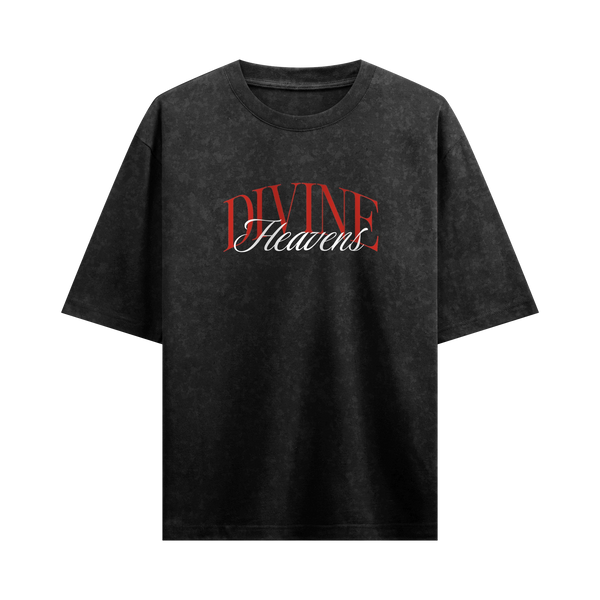 Myugen Angels Heart Acid Wash Oversized T-Shirt Black