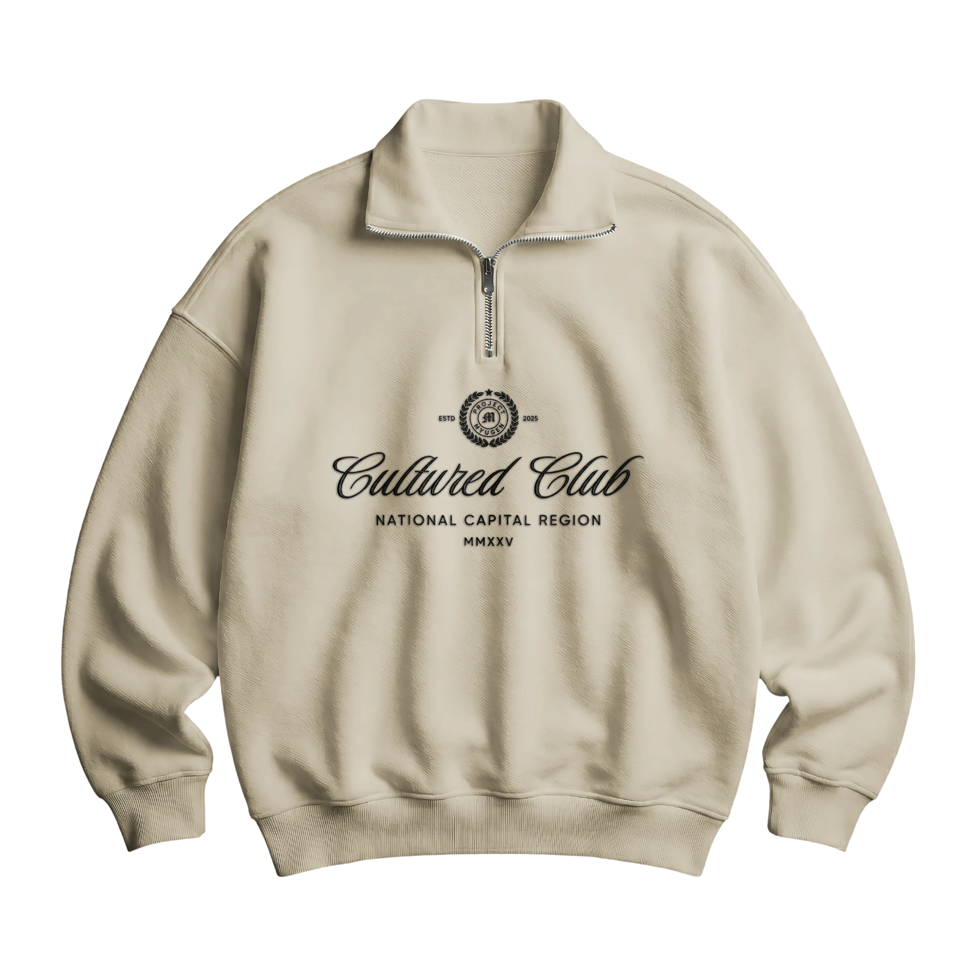 Myugen Cultured Club Beige Quarter-Zip Sweatshirt