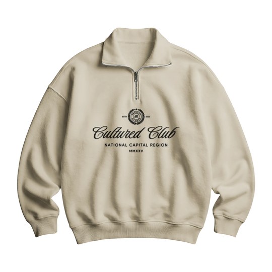 Myugen Cultured Club Beige Quarter-Zip Sweatshirt