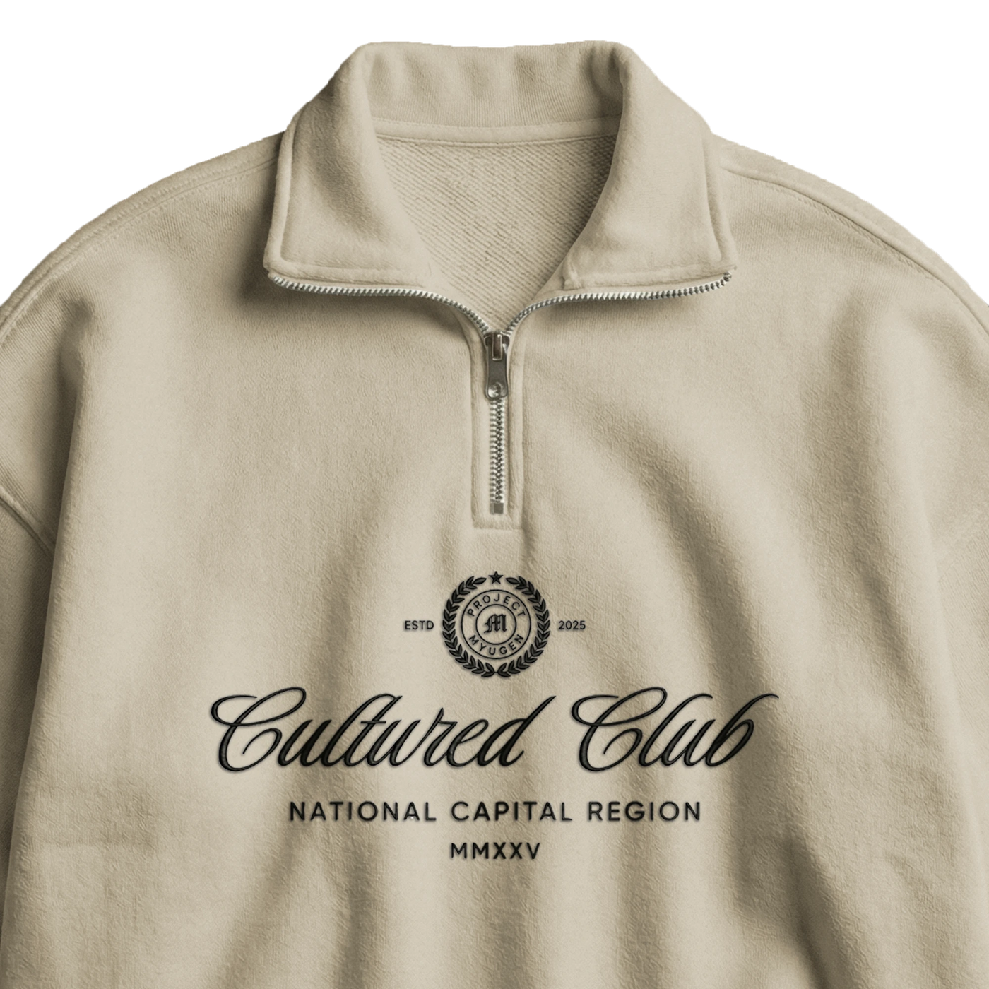 Myugen Cultured Club Beige Quarter-Zip Sweatshirt