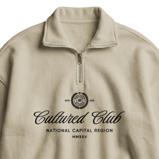 Myugen Cultured Club Beige Quarter-Zip Sweatshirt