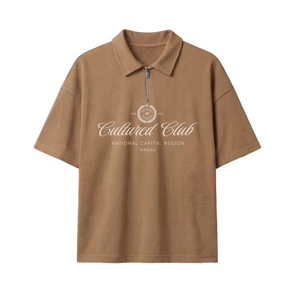 Myugen Cultured Club Beige Quarter-Zip Tee Timeless Streetwear Exclusive