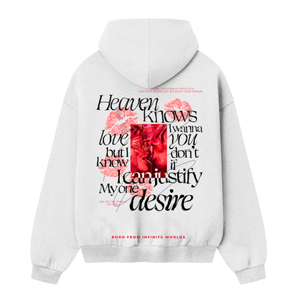 Myugen Desires Justify Oversized Hoodie White
