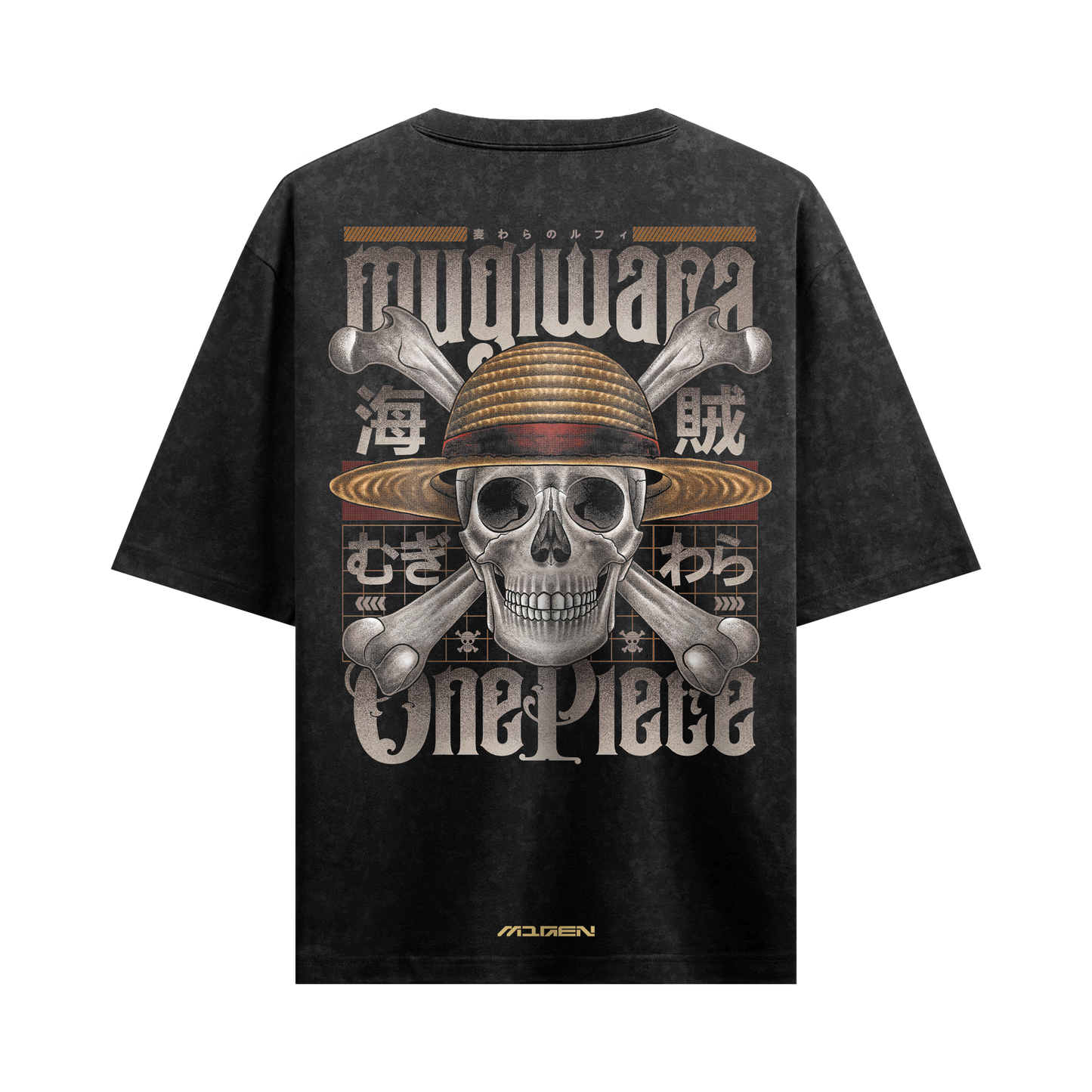 Myugen Mugiwara Acid Wash Oversized T-Shirt Black
