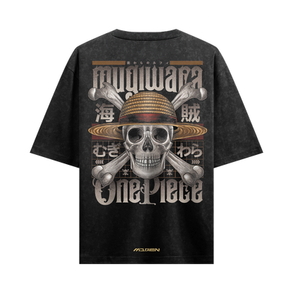 Myugen Mugiwara Acid Wash Oversized T-Shirt Black