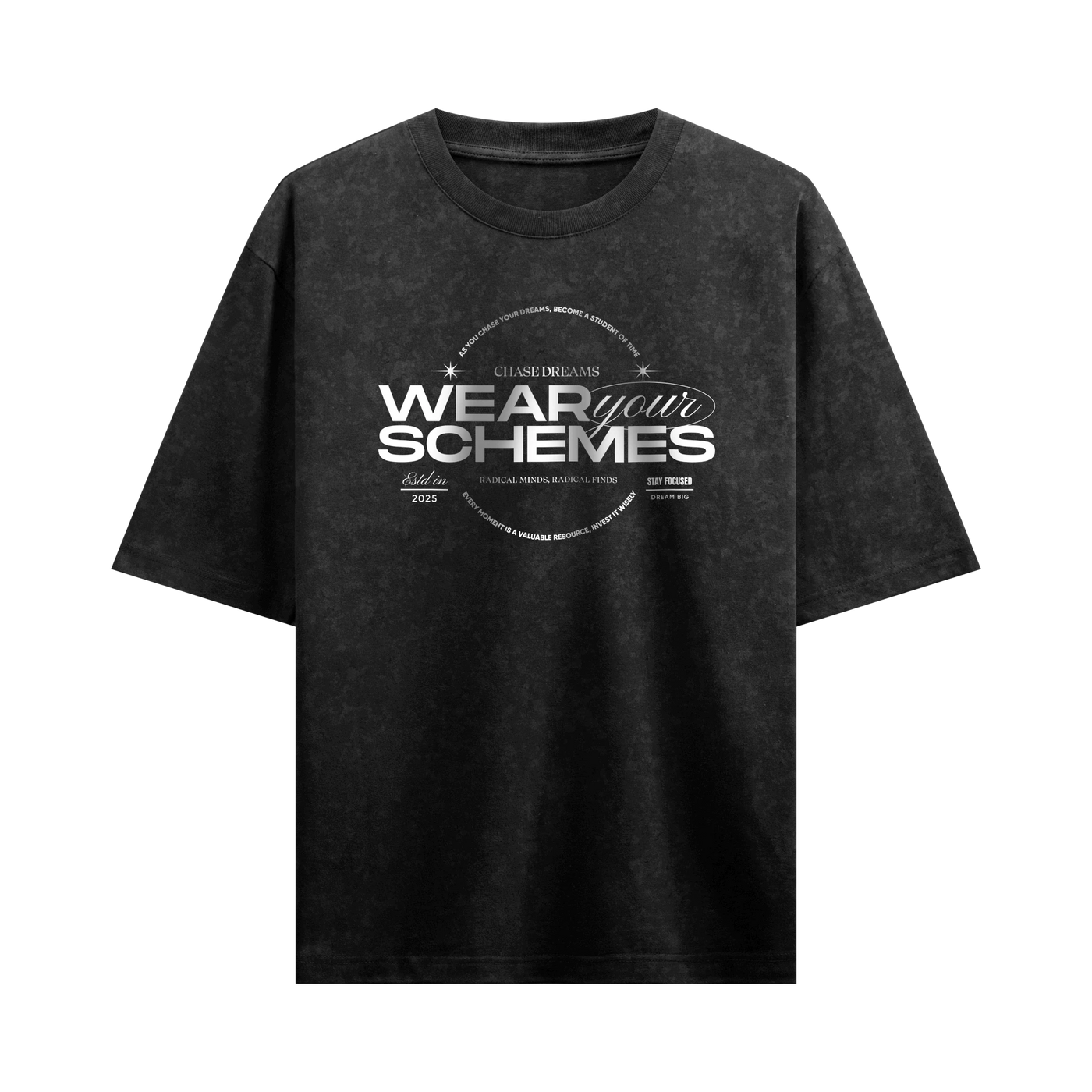 Myugen Wear Your Schemes Acid Wash Oversized T-Shirt Black